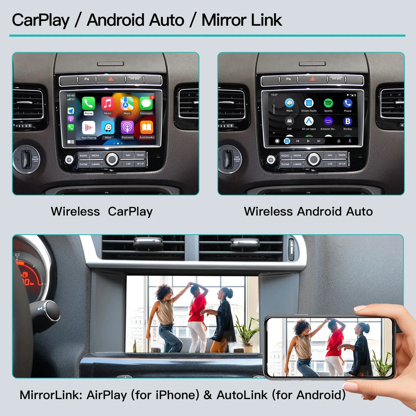 AutoABC Wireless CarPlay Android Auto For VW Touareg RNS850