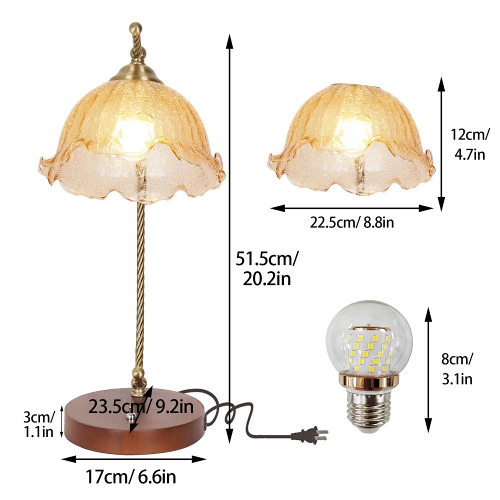 Mid Century Modern Glass Flower Desk Bedside Reading Lamp