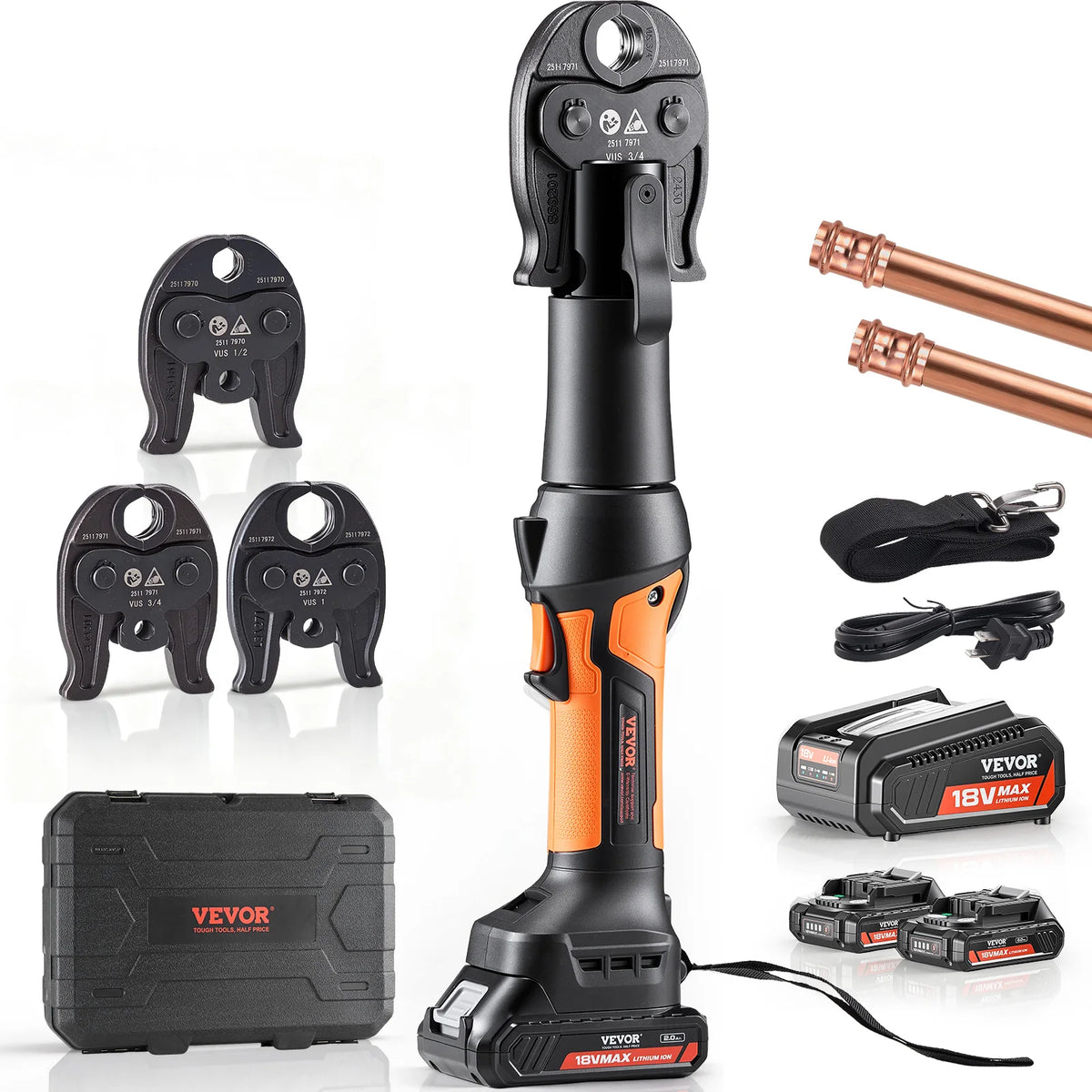 SucceBuy Cordless Electric Pipe Crimping Press Tool With Two Batteries