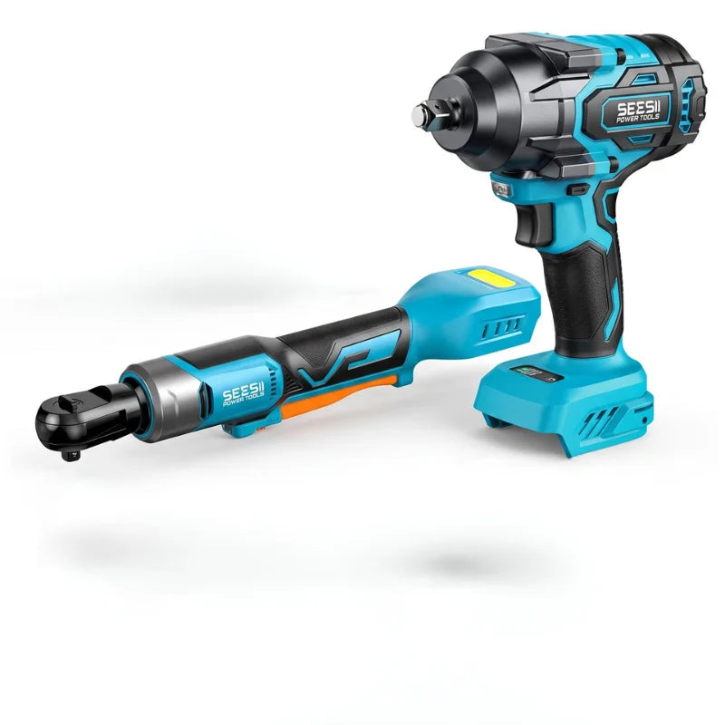 Seesii Cordless Brushless Impact Wrench And Ratchet Tool Kit