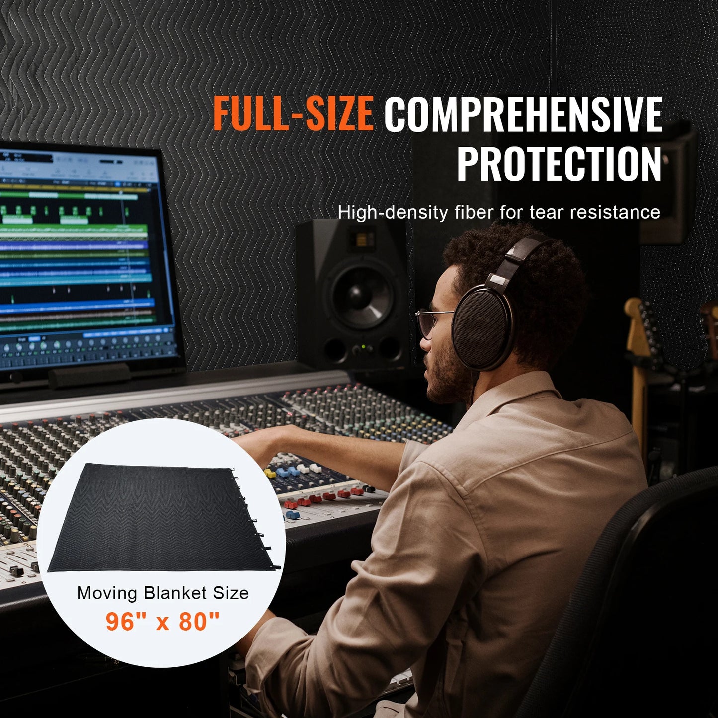 SucceBuy 96 Inch Sound Dampening Blanket Studio Grommeted