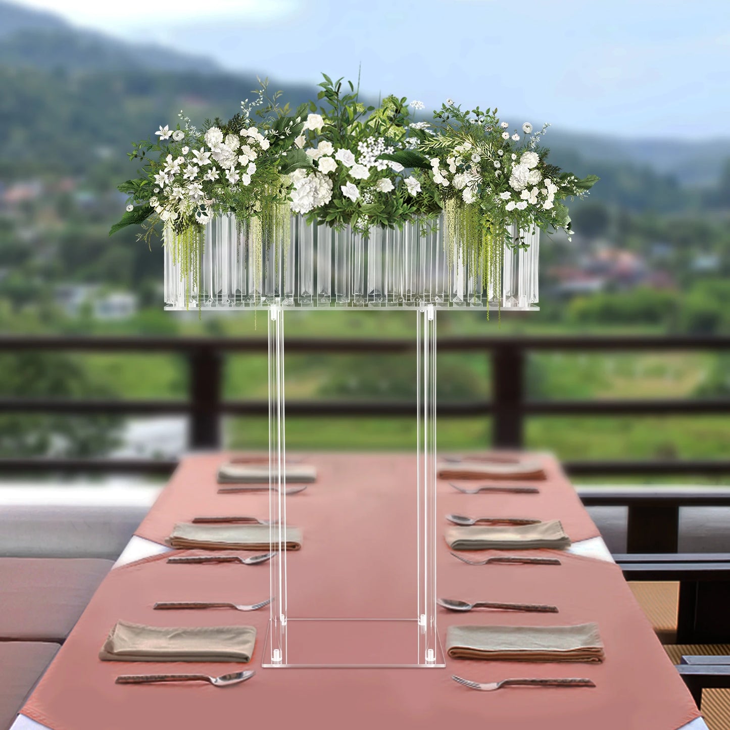 Bymaocar Crystal Flower Stand Clear Wedding Display Rack
