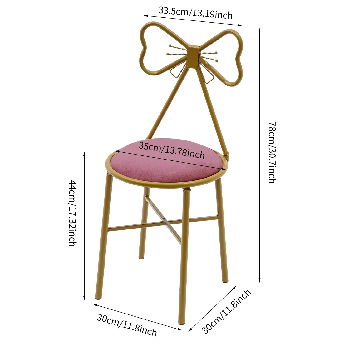 Bymaocar Butterfly Backrest Chair Metal Vanity Stool For Living Room