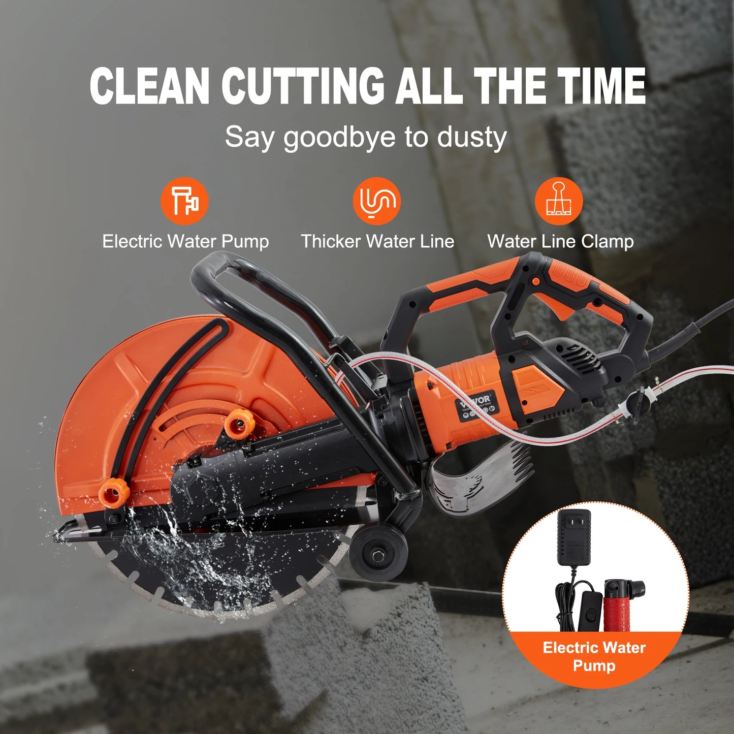 SucceBuy Electric Concrete Saw Wet Cutting Disk Cutter