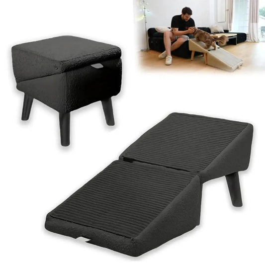 Foldable 2 In 1 Wooden Dog Ramp And Stairs Non Slip Pet Step Stool