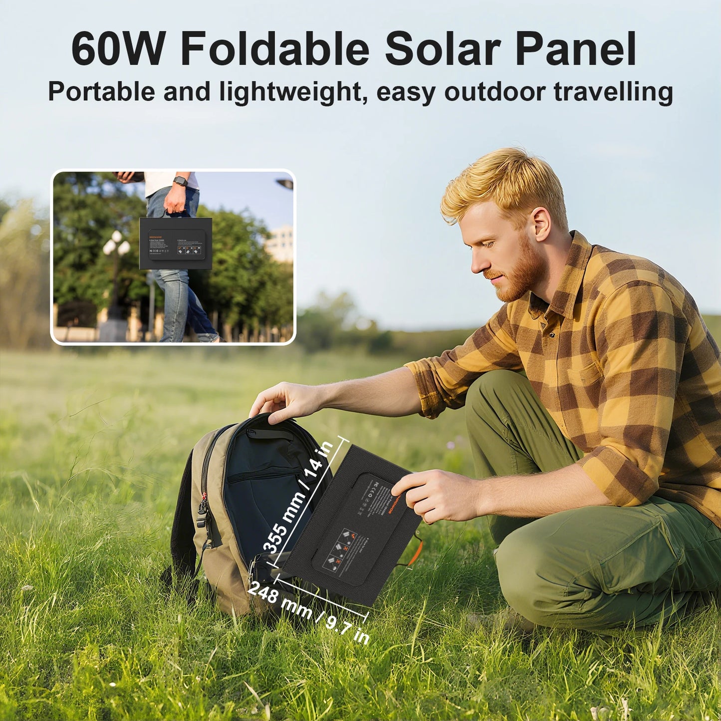 MHPOWOS Solar Battery Charger Foldable Panel USB C DC Output