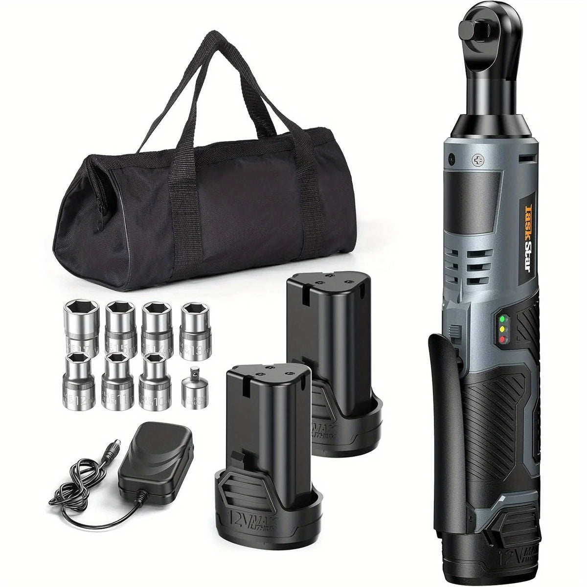 Taskstar Cordless Electric Ratchet Wrench Kit With Powerful Torque