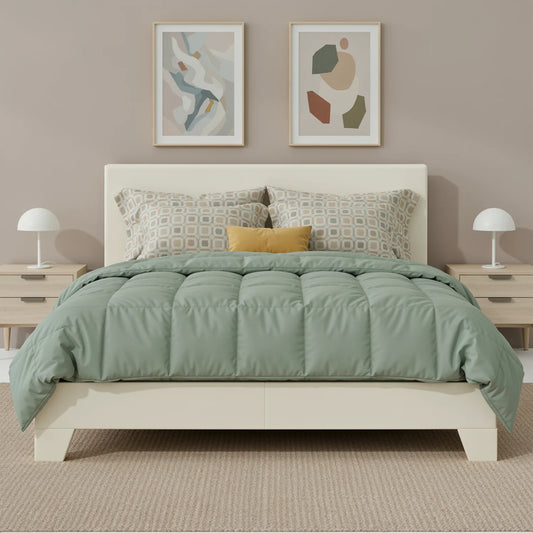 HOOMIC Upholstered Bed Frame With Linen Headboard And Wood Slats