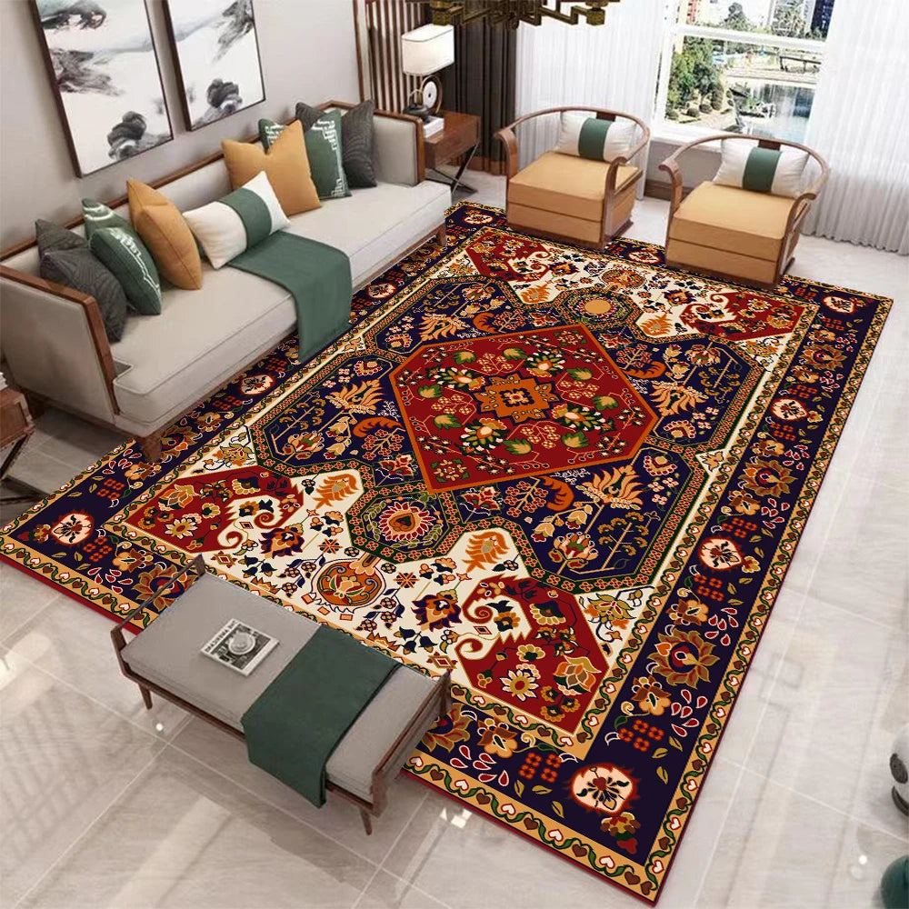 European Retro Large Living Room Carpet Geometric Non Slip Rug
