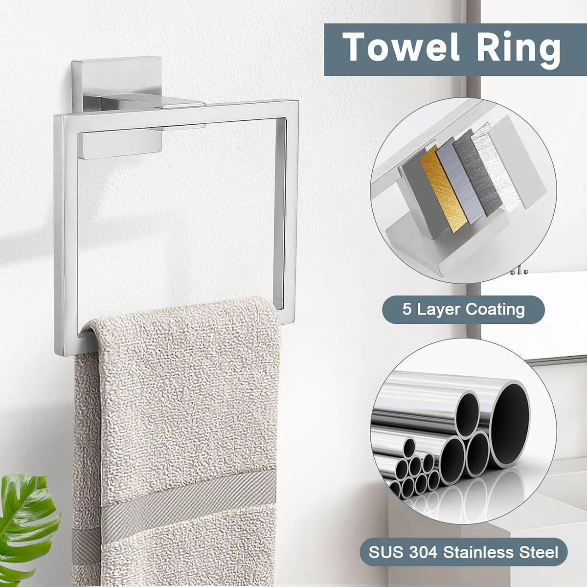 10 Piece Wall Mounted Stainless Steel Bathroom Accessory Set