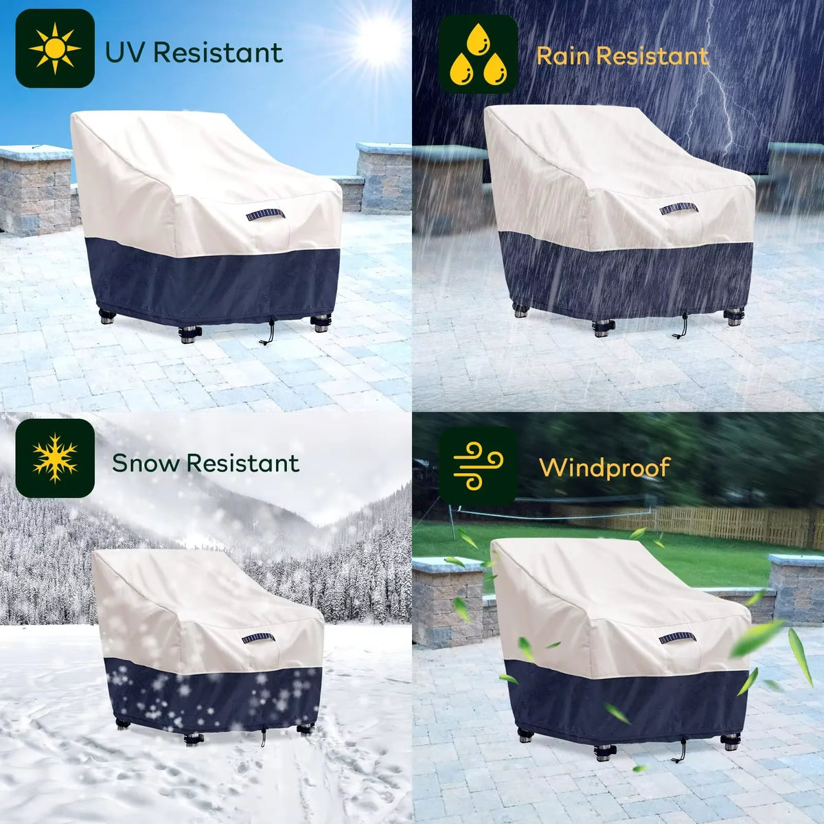 Heavy Duty 2 Pack Outdoor Chair Covers Waterproof Patio Protectors
