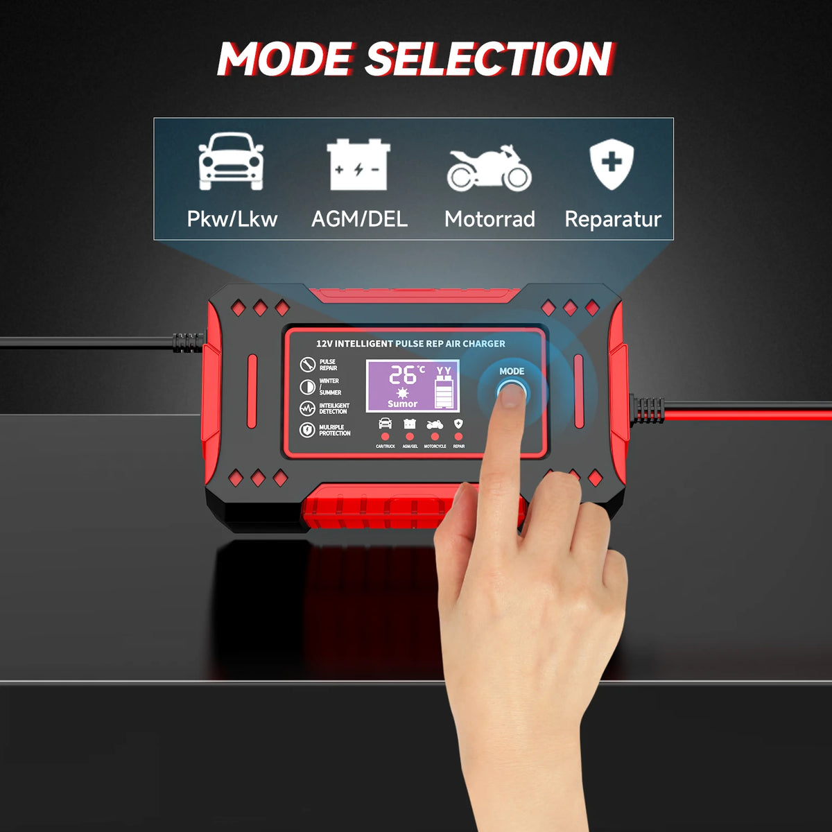 12V 6A Intelligent Car Battery Charger Lead Acid Pulse Repair