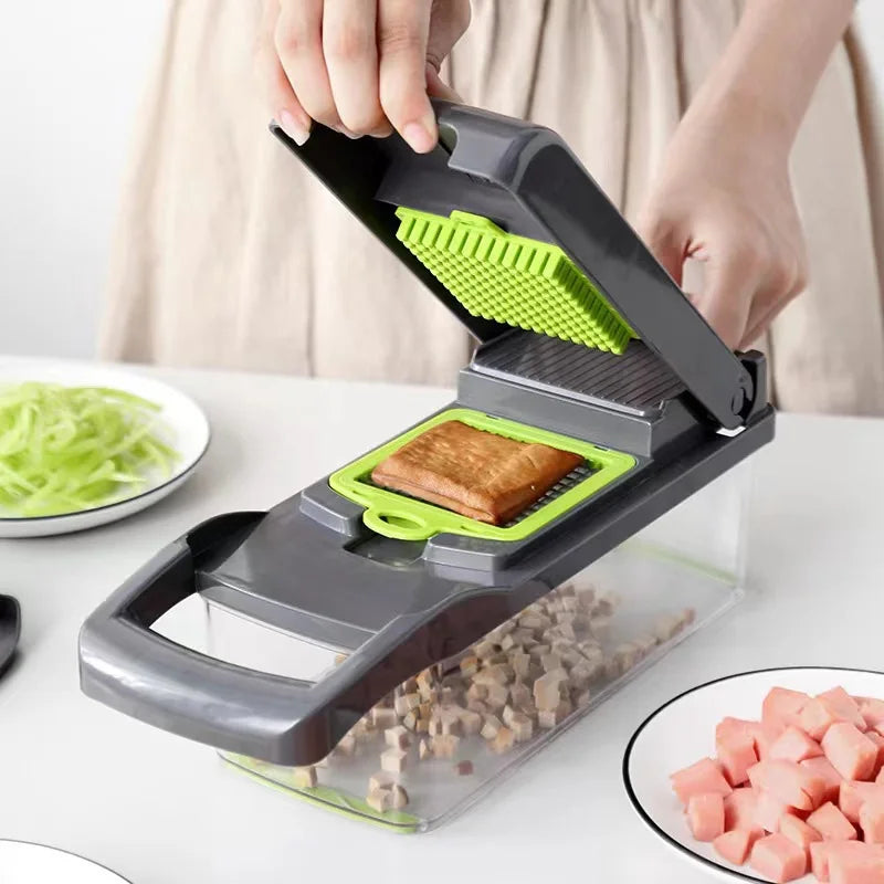 Bamboo And Stainless Steel Vegetable Cutter With Spare Blades