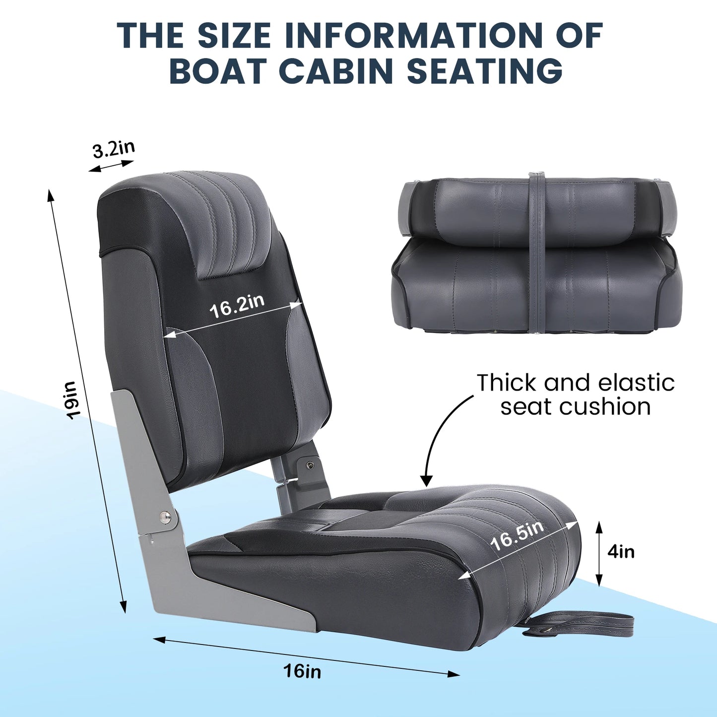Premium Heavy Duty Folding Boat Seat With Thick Padded Cushion