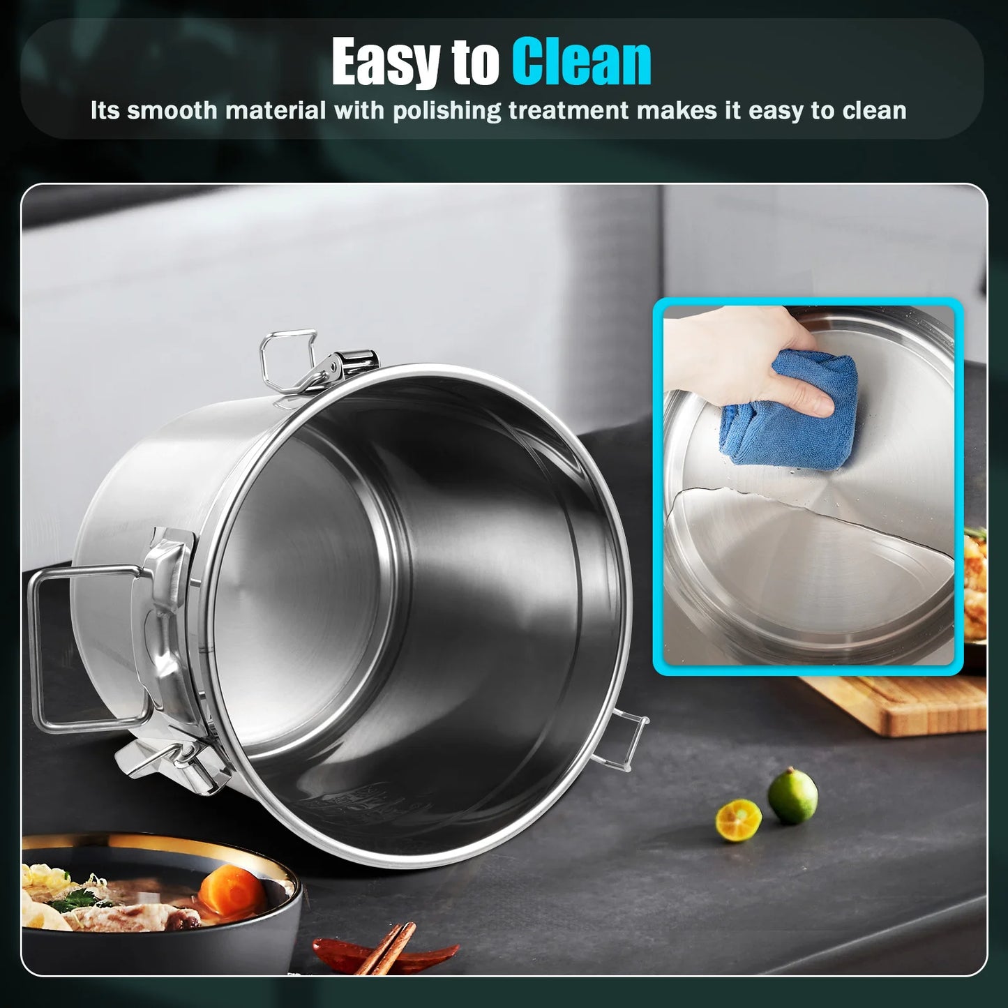 Bymaocar Stainless Steel Cereal Storage Container Airtight Durable