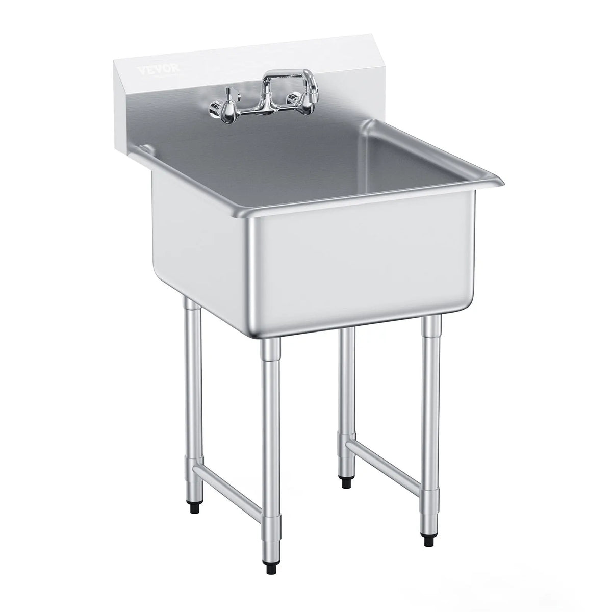SucceBuy Stainless Steel Single Bowl Commercial Prep Sink With Faucet