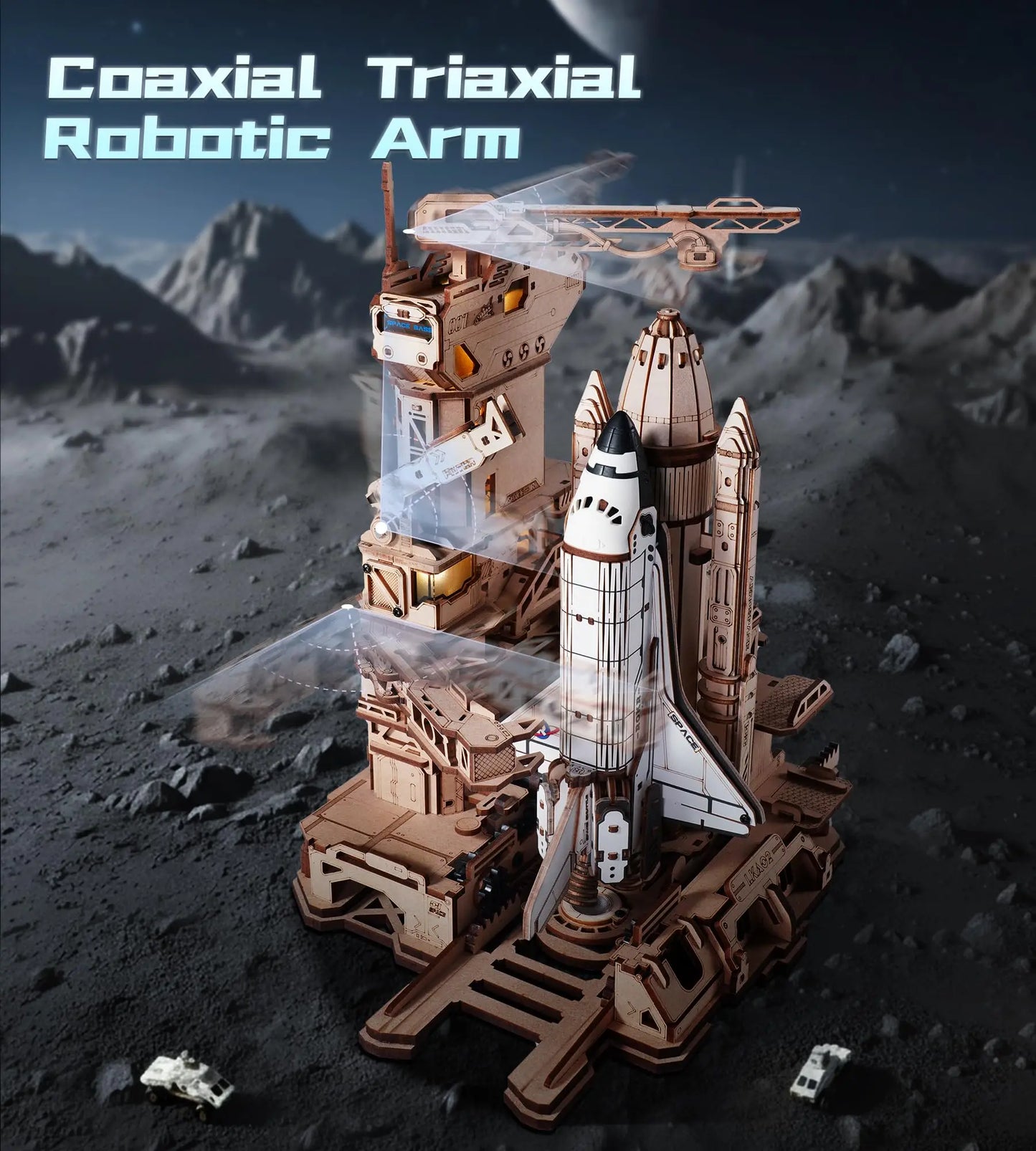 Robotime Space Shuttle 3D Wooden Puzzle With LED Lights And Moving Parts