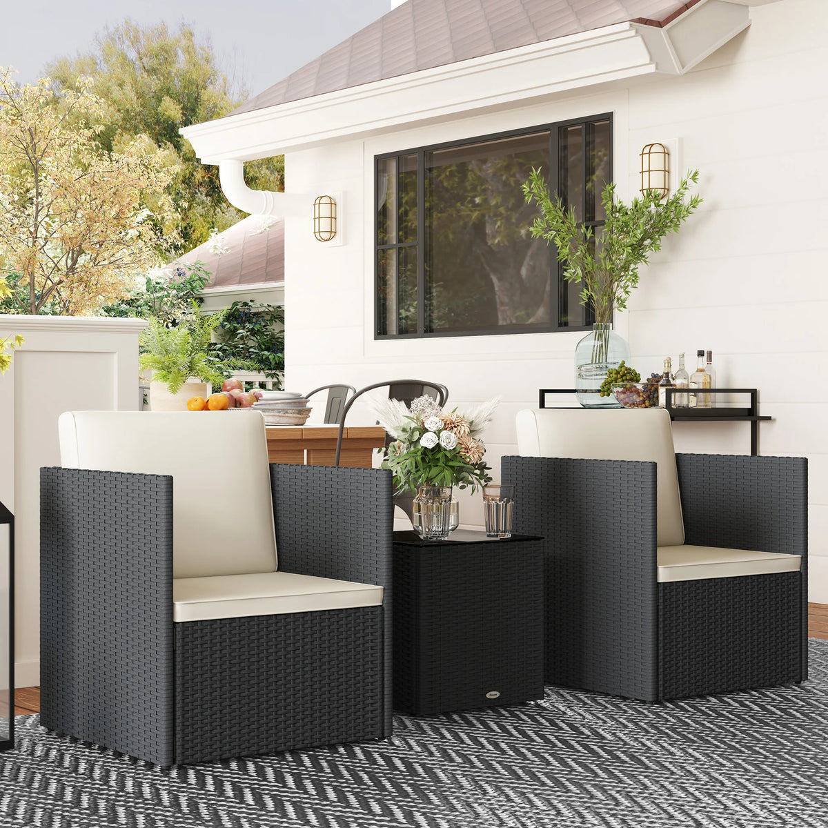 Outsunny Wicker Patio Bistro Furniture Set For Outdoor Seating