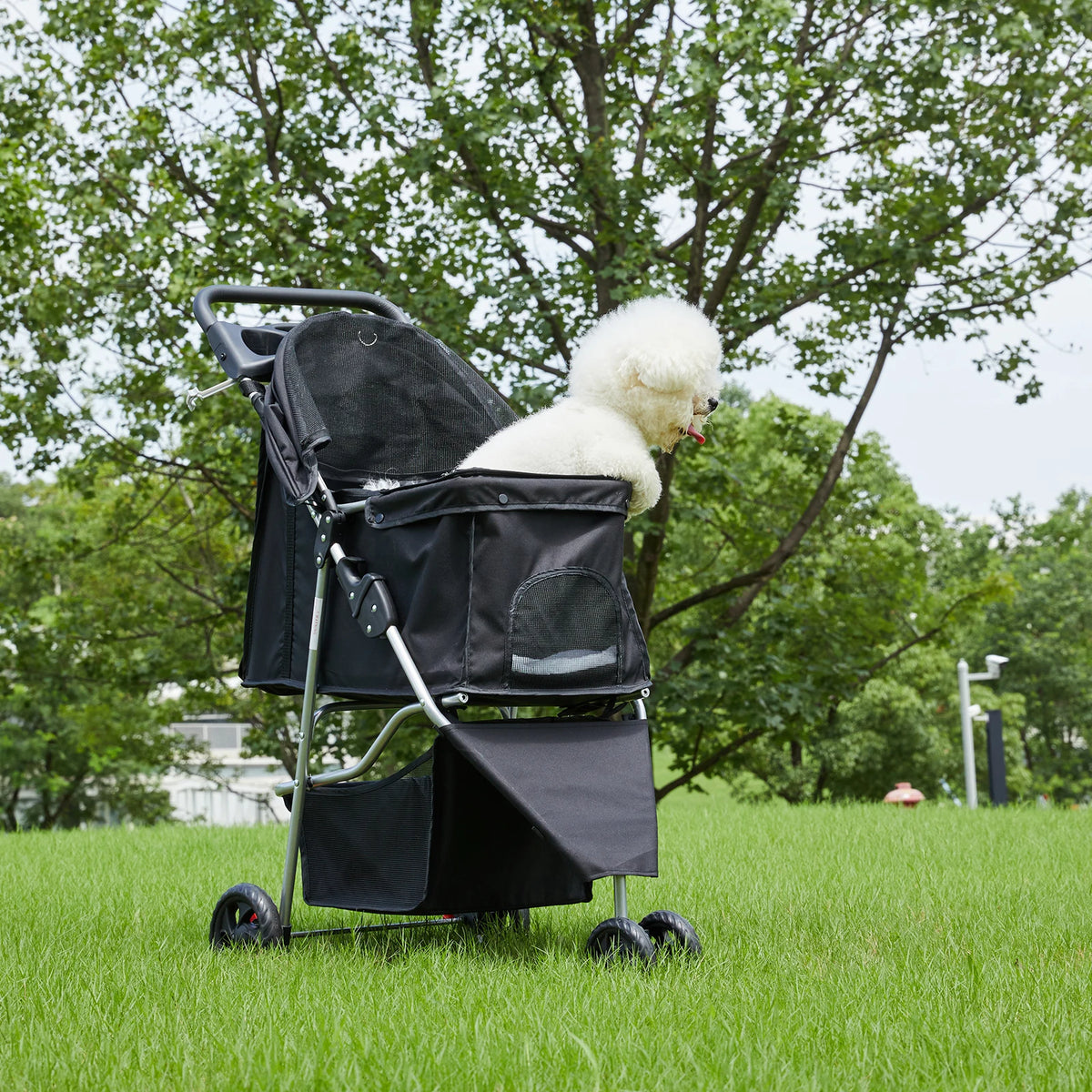DUMOS Three Wheel Foldable Pet Stroller With Mesh Windows