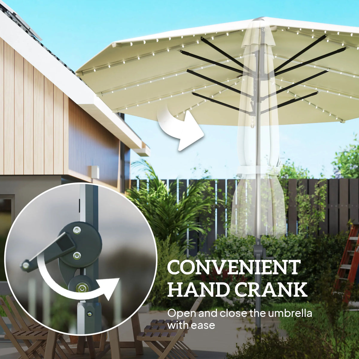 Outsunny Solar LED Patio Umbrella With UV Protection And Shade