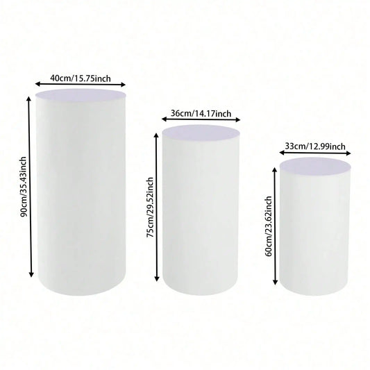 3Pcs Cylinder Pedestal Stands For Wedding Party Decor