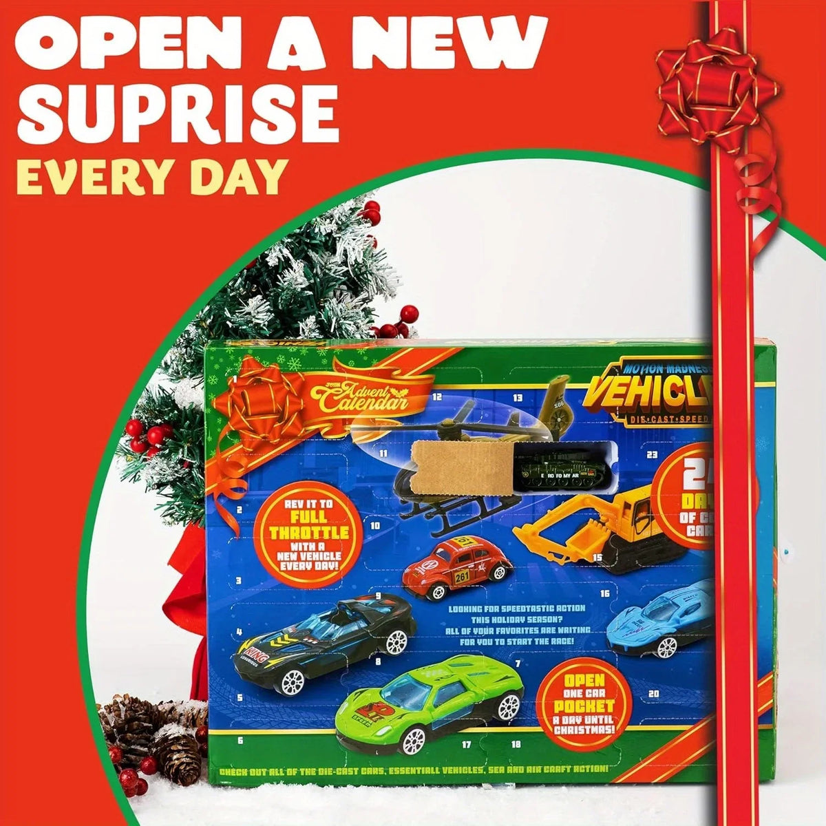 Joyfy Christmas Vehicle Advent Calendar With Diecast Cars