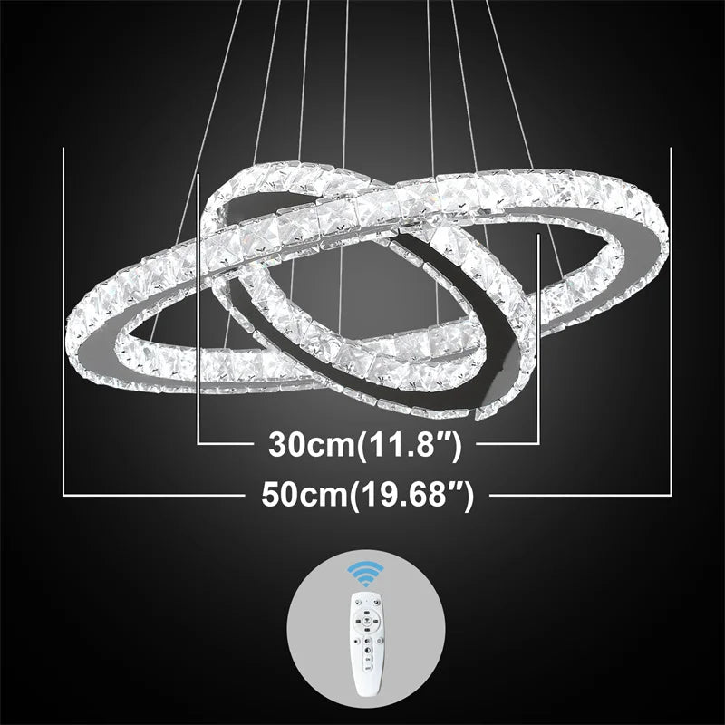 GreeLustr Modern Crystal LED Chandelier With Dimmable Remote