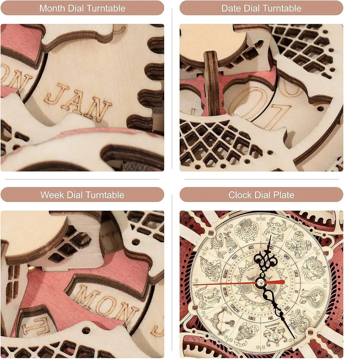 Robotime 3D Wooden Puzzle Wall Clock Mechanical Kit