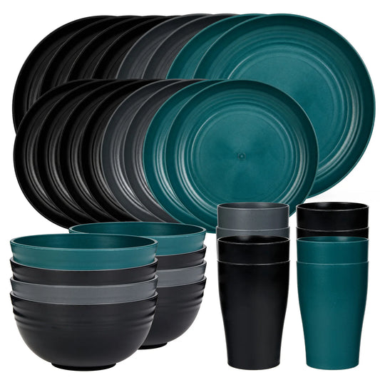 Microwave Safe Plastic Dinnerware Set With Plates Bowls And Cups