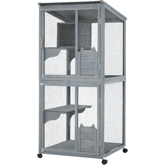 Waterproof Outdoor Indoor Catio Enclosure With Lockable Wheels
