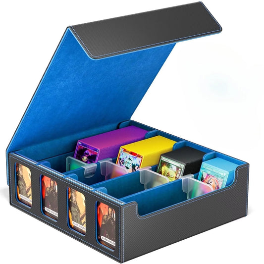 Four Row Dual Window Diamond PU Leather Trading Card Case