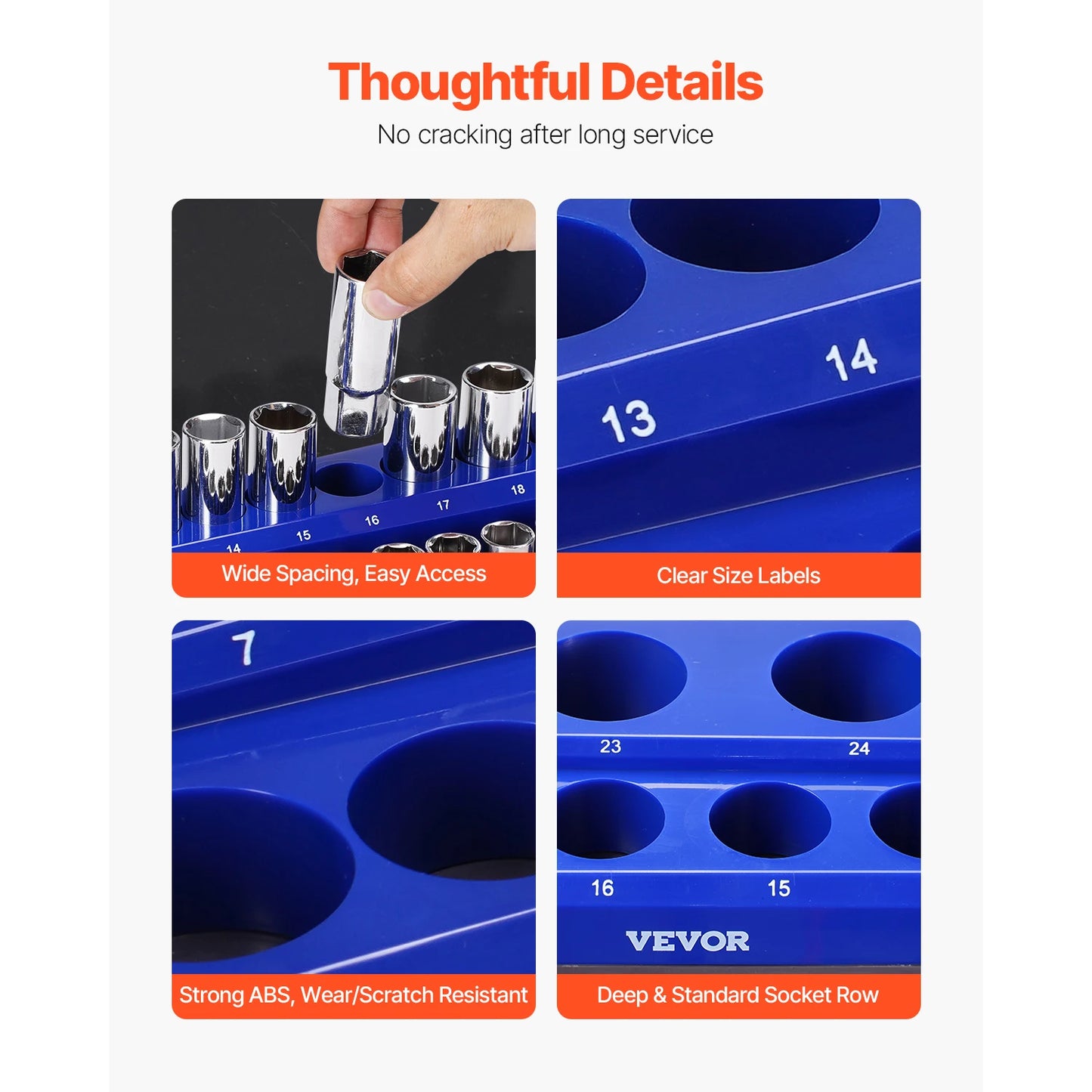 SucceBuy Magnetic Socket Organizer Set Metric SAE With Clear Labels
