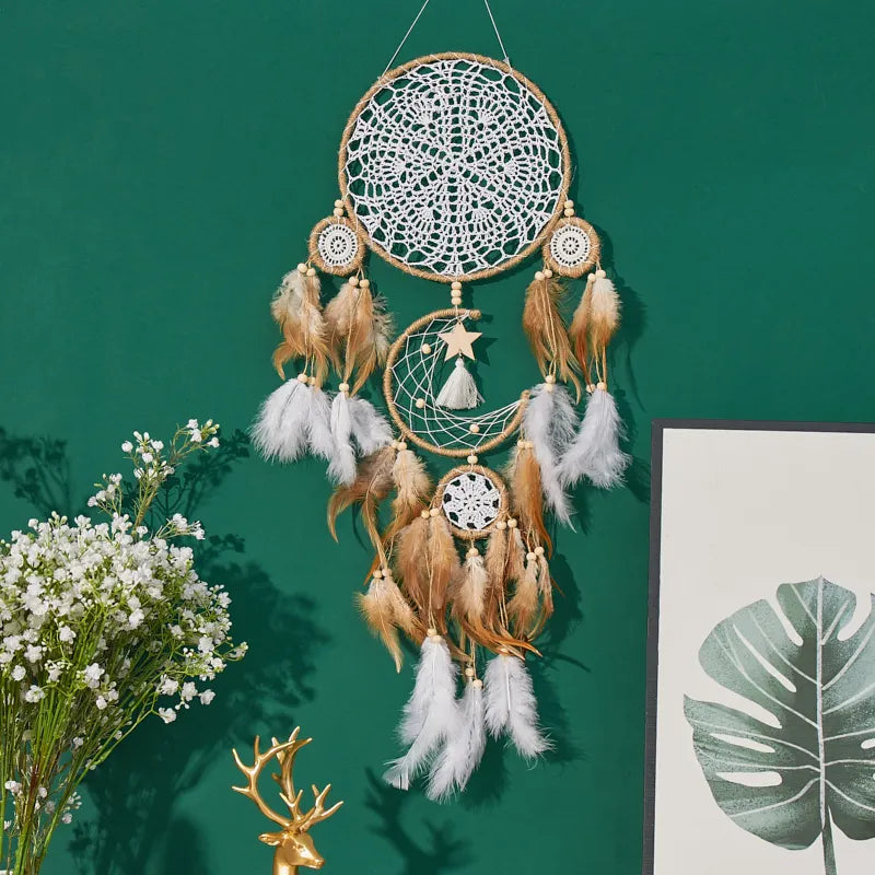 Dream Catcher Set Handcrafted Moon Dream Chaser Bohemian Wall Decor