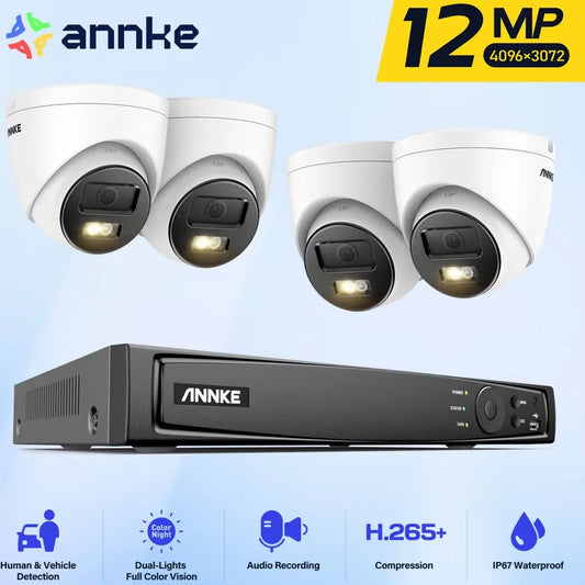 ANNKE 12MP Dual Light PoE Surveillance Kit 2/4 Camera NVR