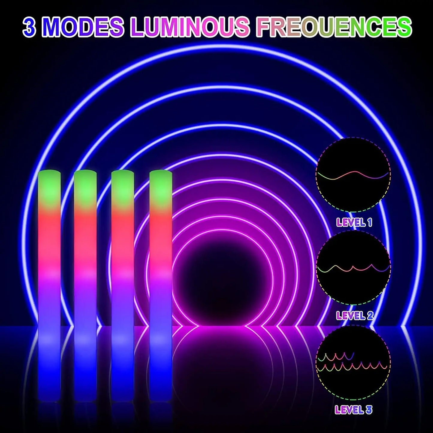 LED Foam Sticks 102Pcs Party Baton Wands With 3 Modes