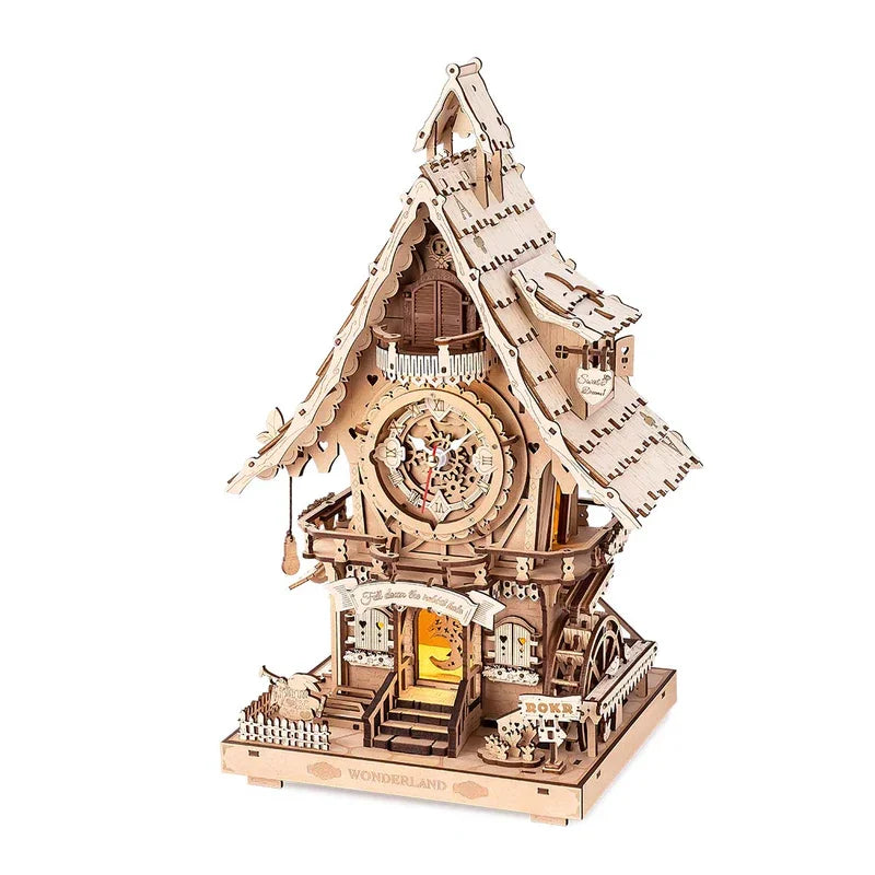 Robotime Rokr 3D Wooden Cuckoo Clock Kit With Working Bird