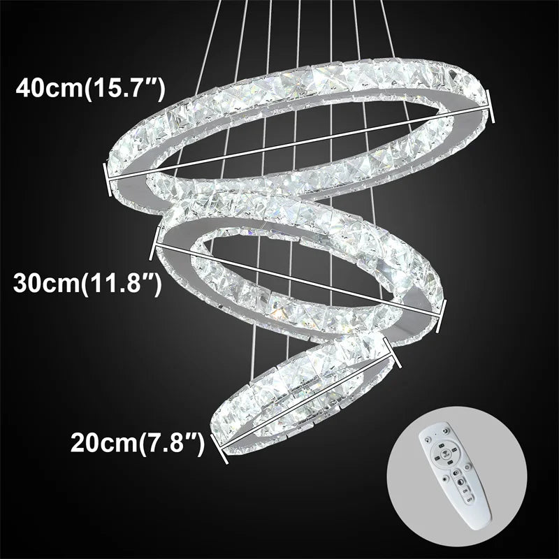 GreeLustr Modern Crystal LED Chandelier With Dimmable Remote