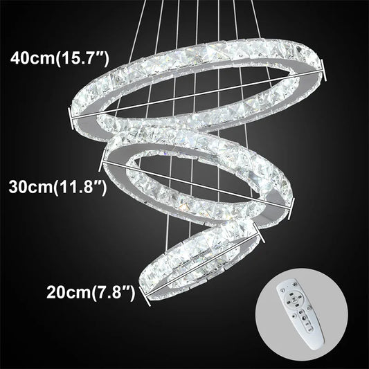 GreeLustr Modern Crystal LED Chandelier With Dimmable Remote