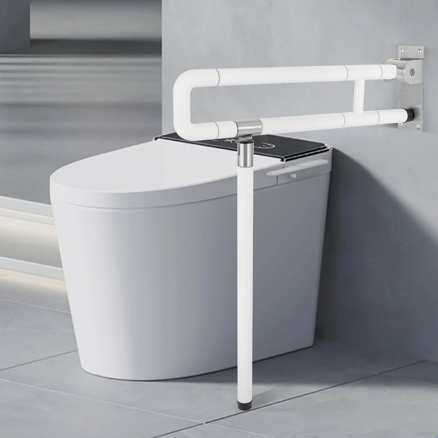 Foldable Toilet Grab Bar With Non Slip Rail For Safety