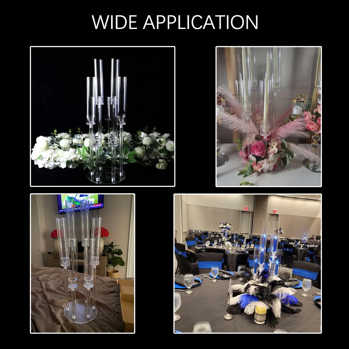 VINCIGANT 6-Arm Clear Candelabra Holder For LED Candles