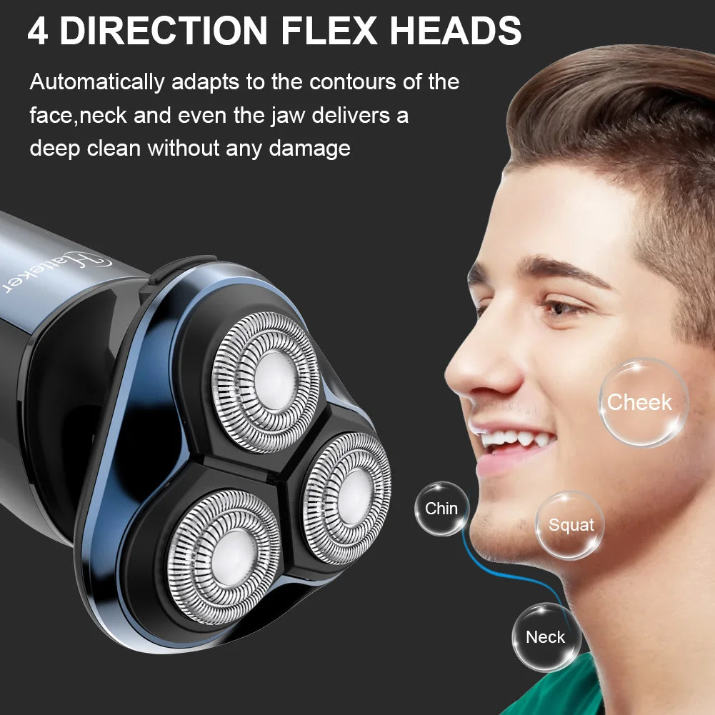 Hatteker 3-In-1 Rechargeable Men's Electric Shaver With Digital Display