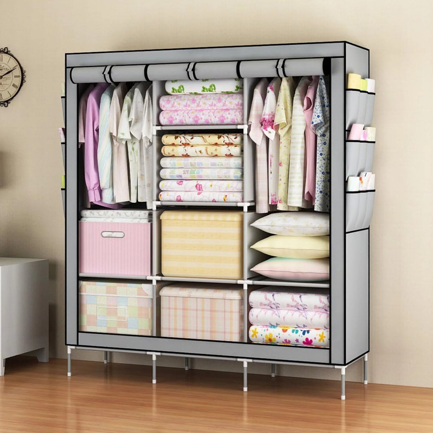 Portable Closet Wardrobe Organizer Storage Rack Nonwoven Fabric