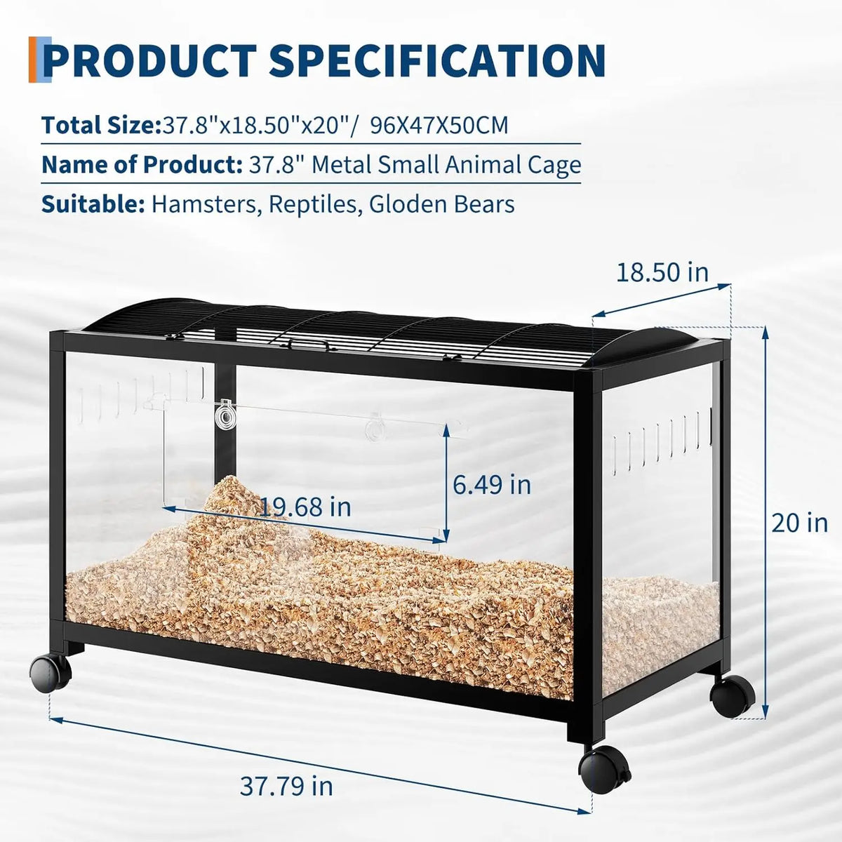 HiMISS Hamster Cage With Running Wheel And Glass Bottom
