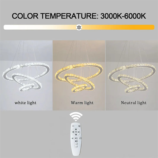 GreeLustr Modern Crystal LED Chandelier With Dimming Remote Control