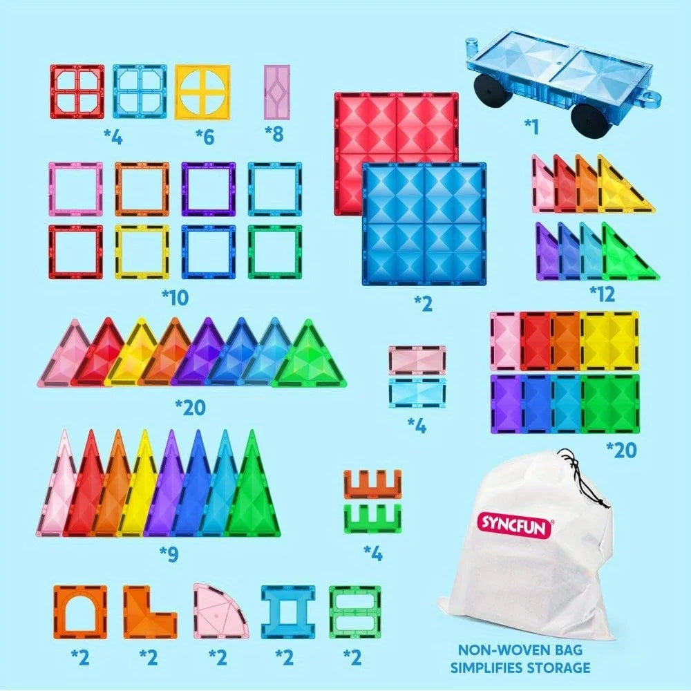 Joyfy 3D Magnetic Building Tiles Set With Vehicle Blocks