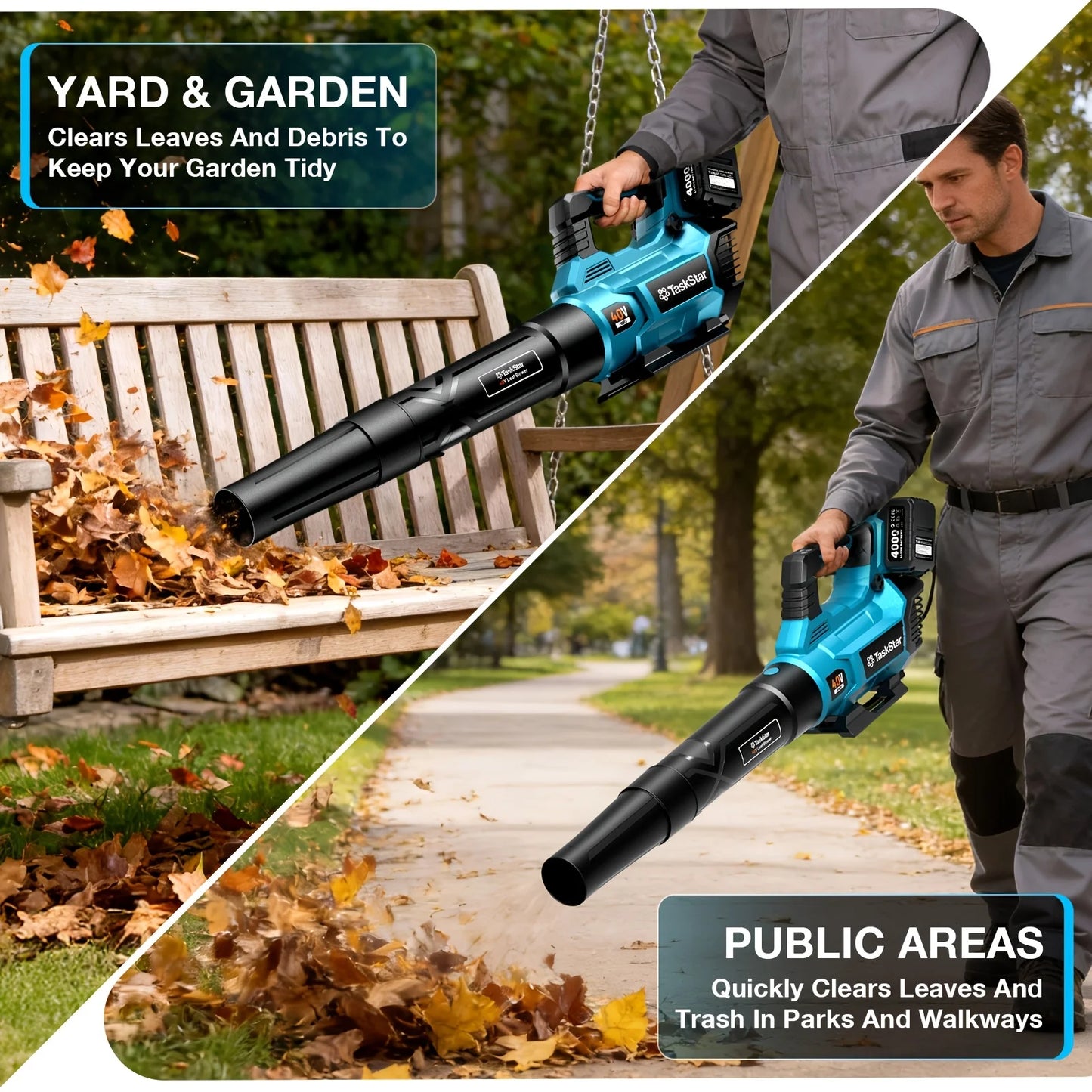 TaskStar 40V Electric Air Blower And Leaf Vacuum With Batteries