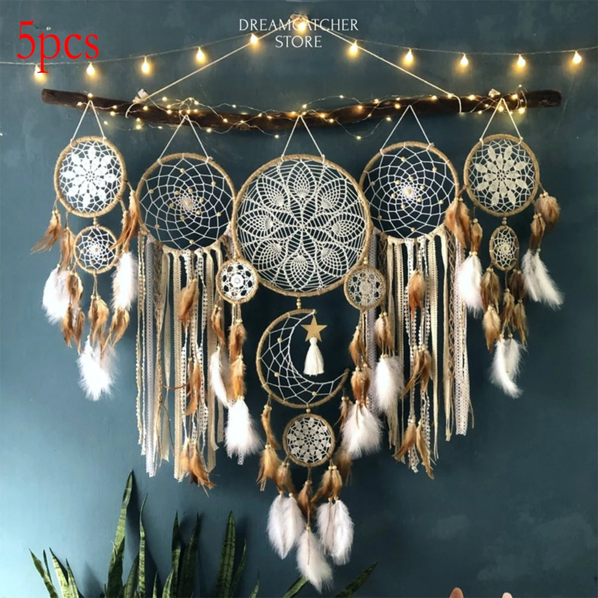 Dream Catcher Set Handcrafted Moon Dream Chaser Bohemian Wall Decor