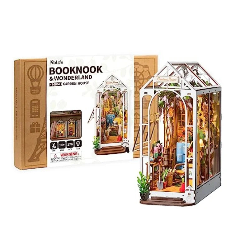 Robotime Diy Book Nook Wooden Miniature Doll House For Bookshelf
