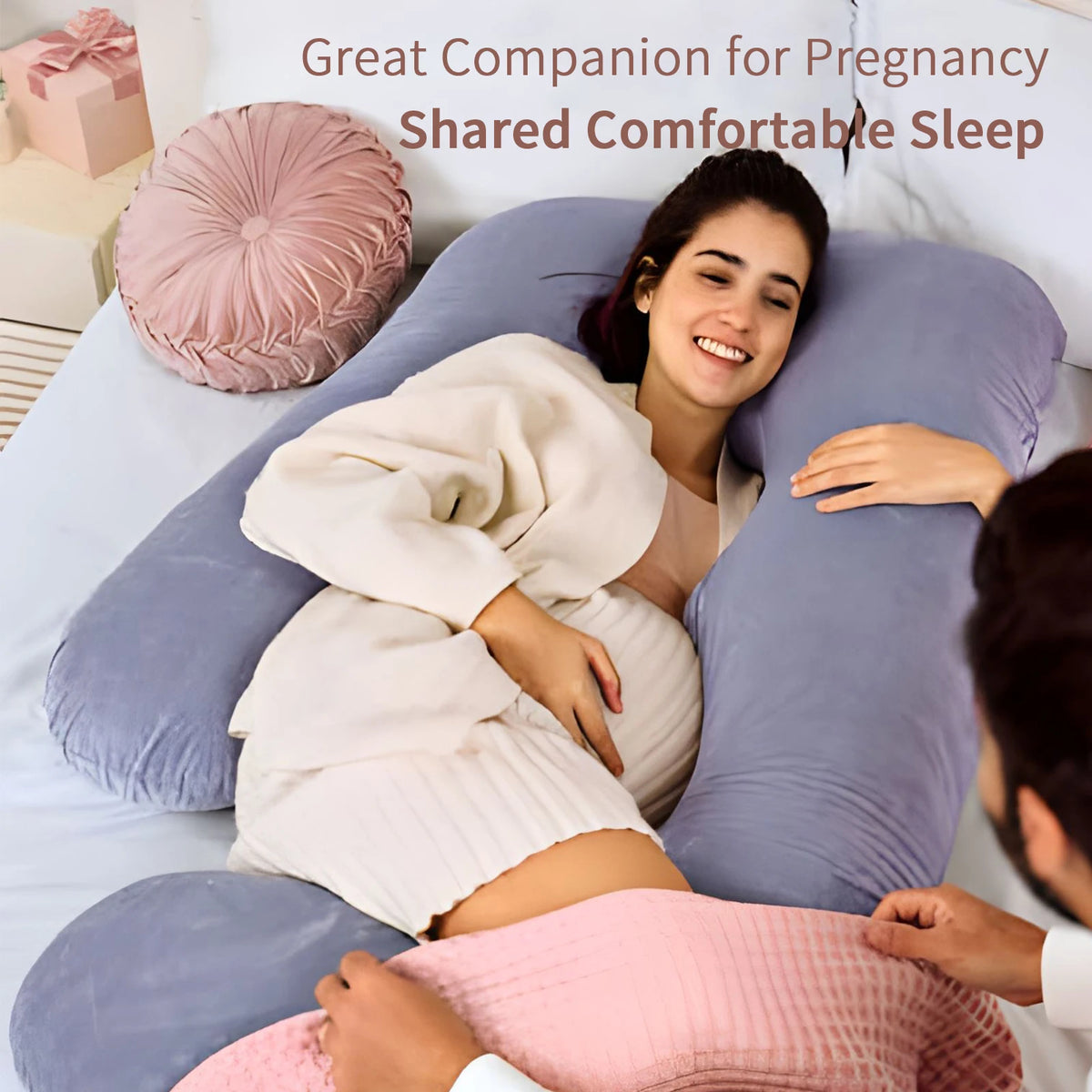 G Shaped Full Body Maternity Pillow With Removable Cotton Cover