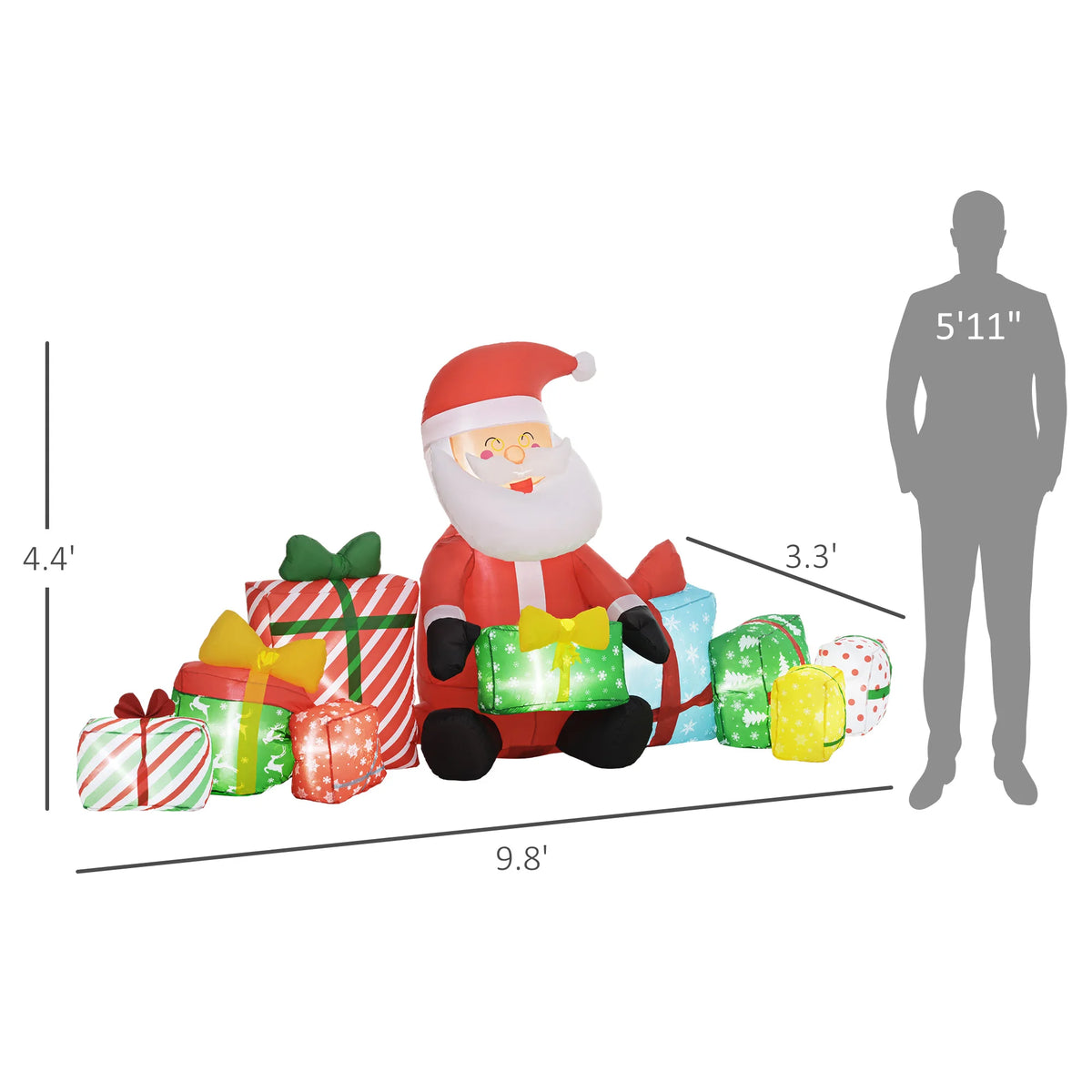 Outsunny Christmas Inflatable Santa Claus Gift Boxes And LED Lights